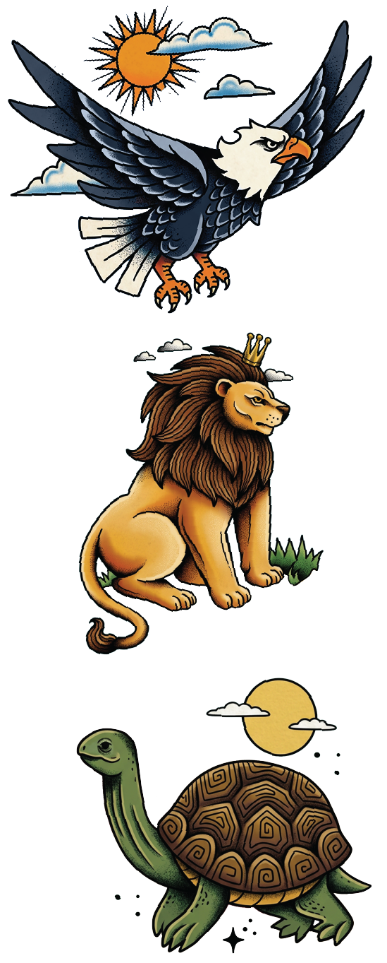 The Eagle, The Lion, The Tortoise