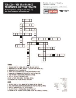 Quitting tobacco crossword puzzle