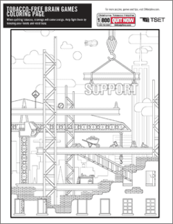 Support coloring page with image of construction zone