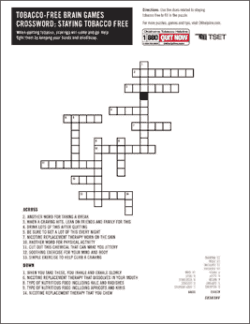 Staying tobacco free crossword