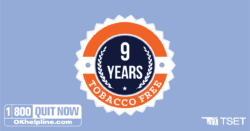9 Years tobacco free badge