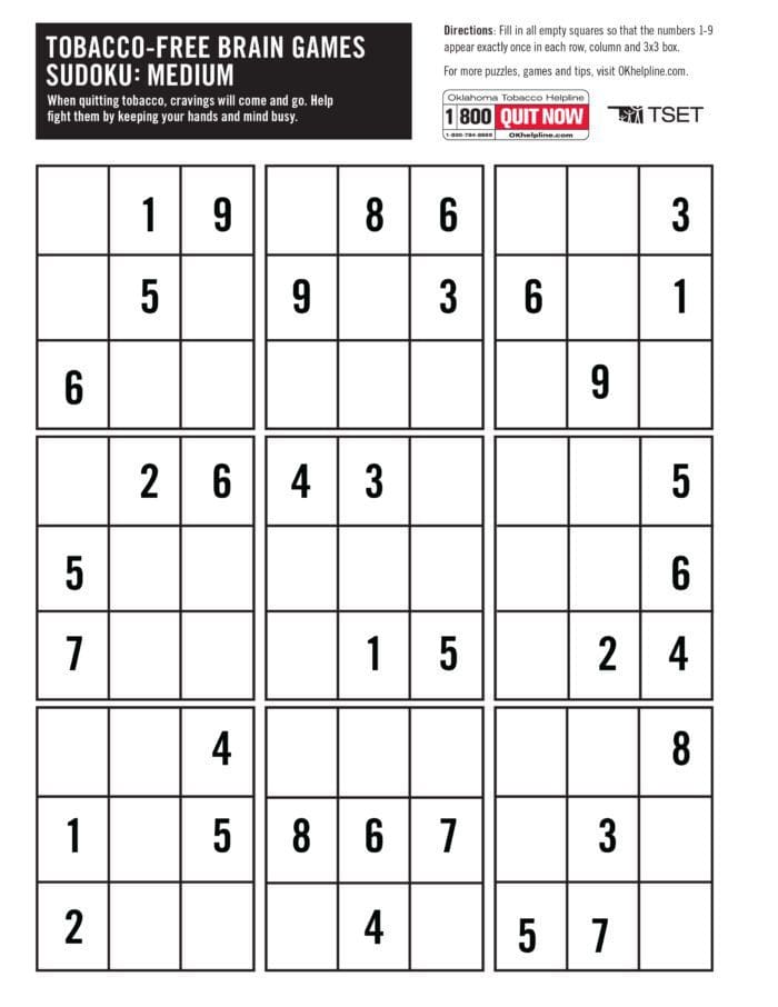 20553 TSET OTH Downloads for Website Sudoku Medium F Oklahoma Tobacco 