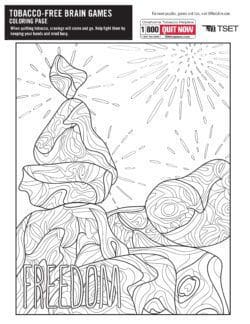 tobacco free brain games: coloring page